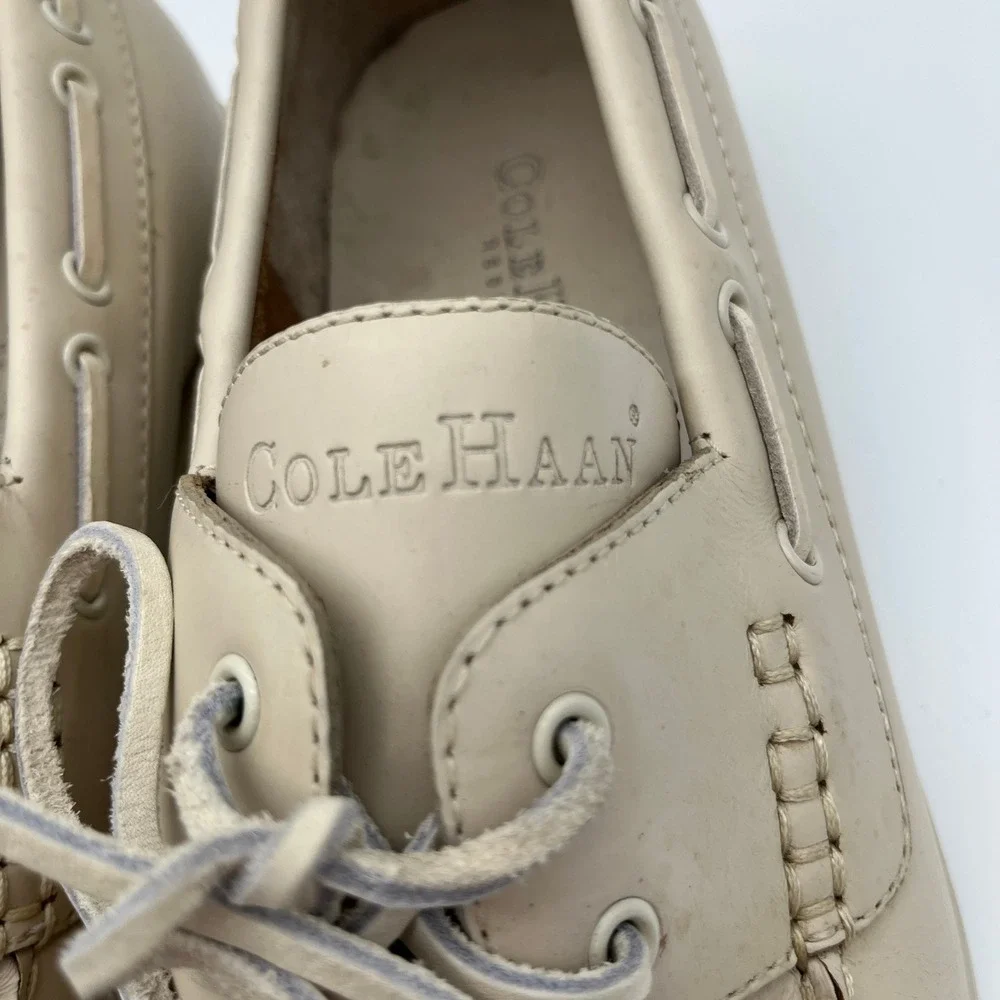 Cole Haan‎ Country Mens 10M Beige Leather Boat Shoes Loafers C00036